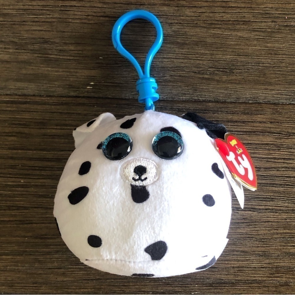 Ty boo eyes Dalmatian dog stuffed bag clip